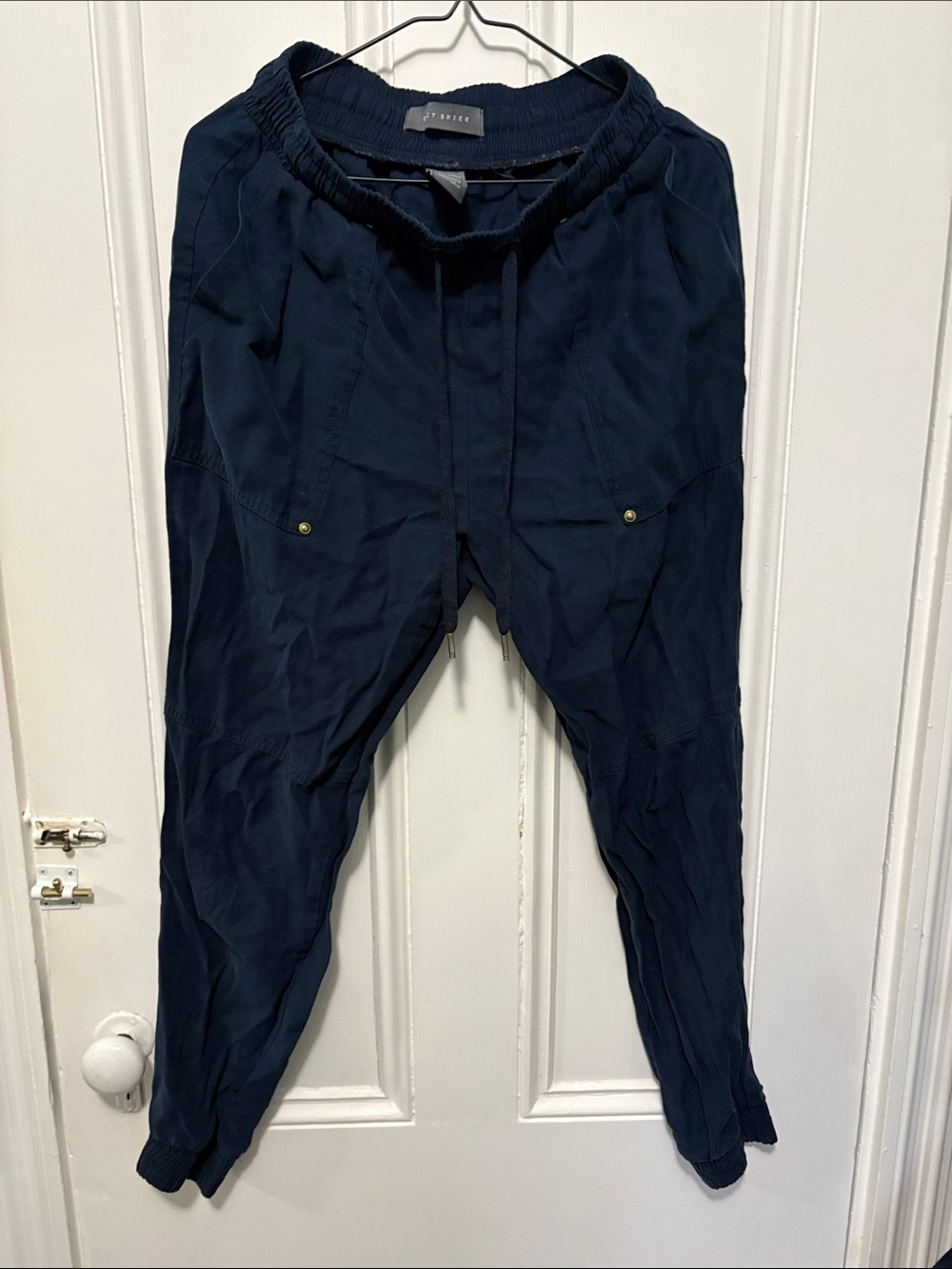 Suzy Shier Navy Blue Drawstring Joggers